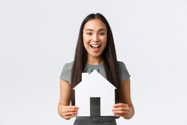 woman happy to buy a custom home